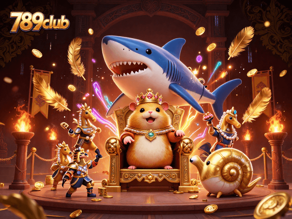 Experience the thrilling games at 789club with an engaging digital casino fantasy scene.