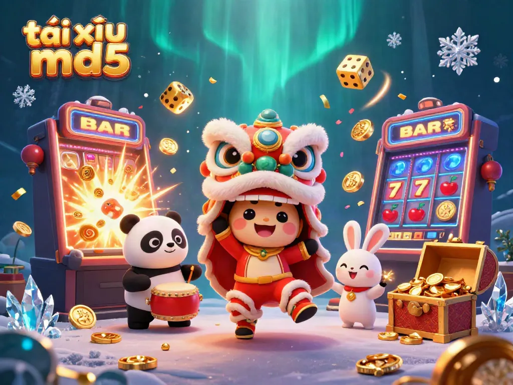 Experience the excitement of tài xỉu md5 with vibrant characters and dynamic casino elements.