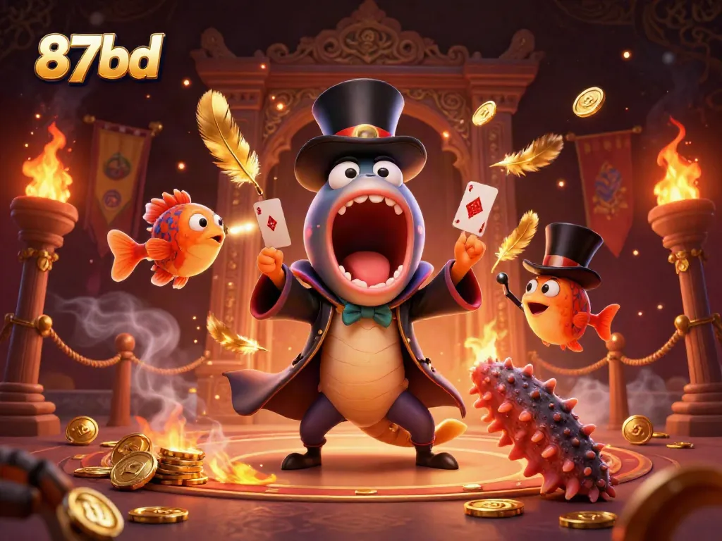 Experience magical card tricks with 87bd's deep-sea characters in an enchanting casino atmosphere.