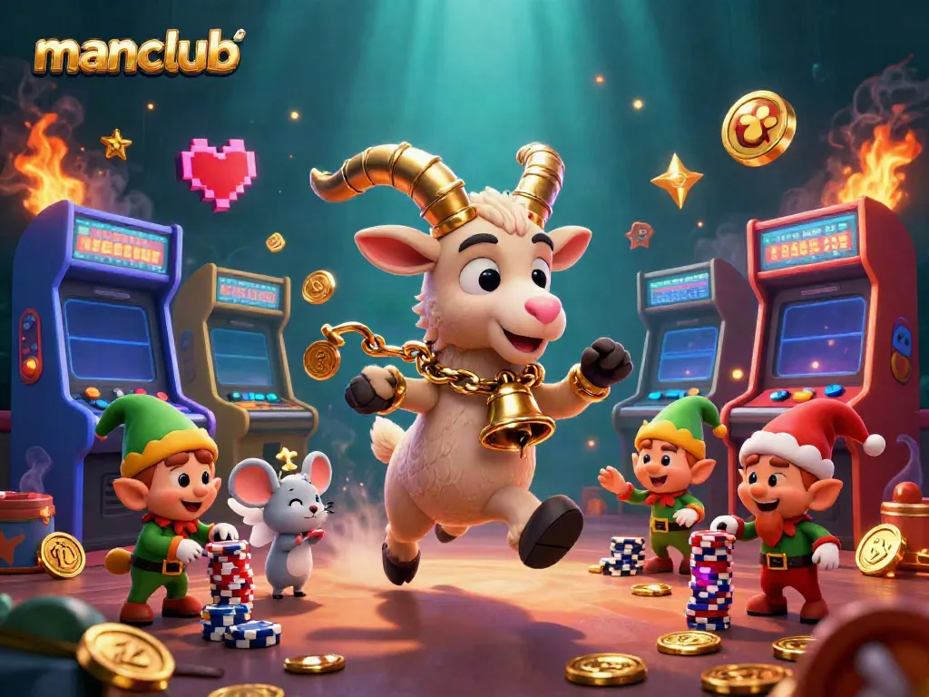 Engage in thrilling games at Manclub's festive casino with lively characters and vibrant graphics.