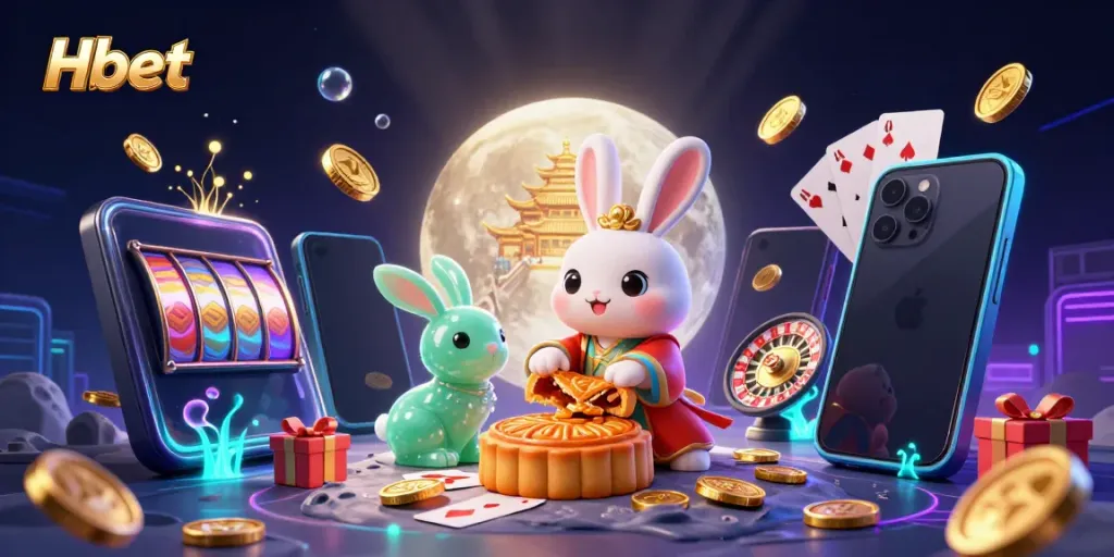 Higher stakes await at Hbet with a vibrant, engaging casino-themed scene filled with lucky elements.