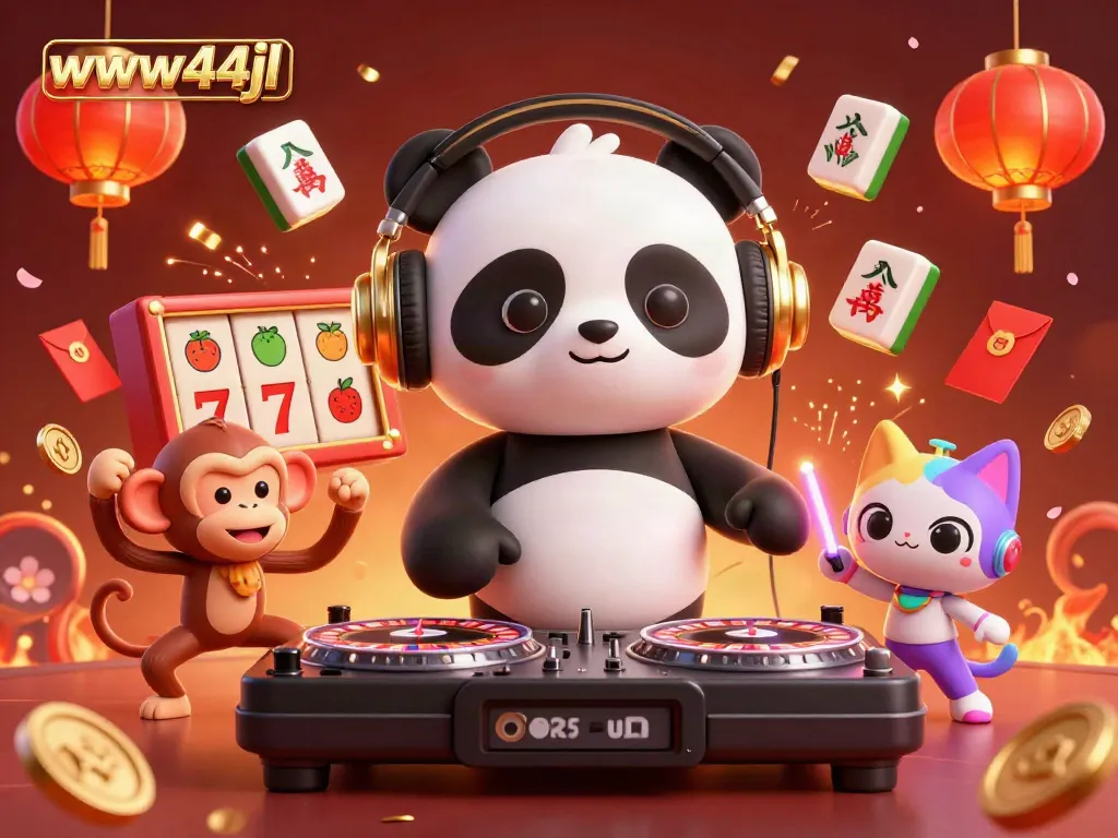 Experience thrilling gaming with www44jl's vibrant 3D casino illustration, showcasing engaging characters and colorful elements.