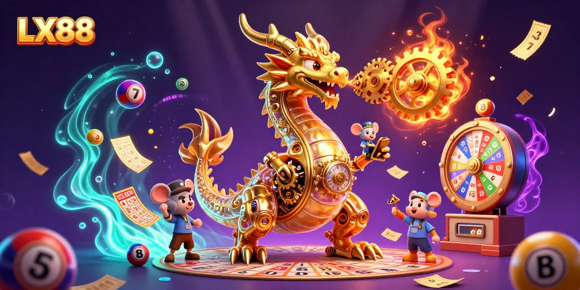 Experience thrilling jackpots with LX88's golden dragon, dynamic lottery balls, and exciting prize elements.