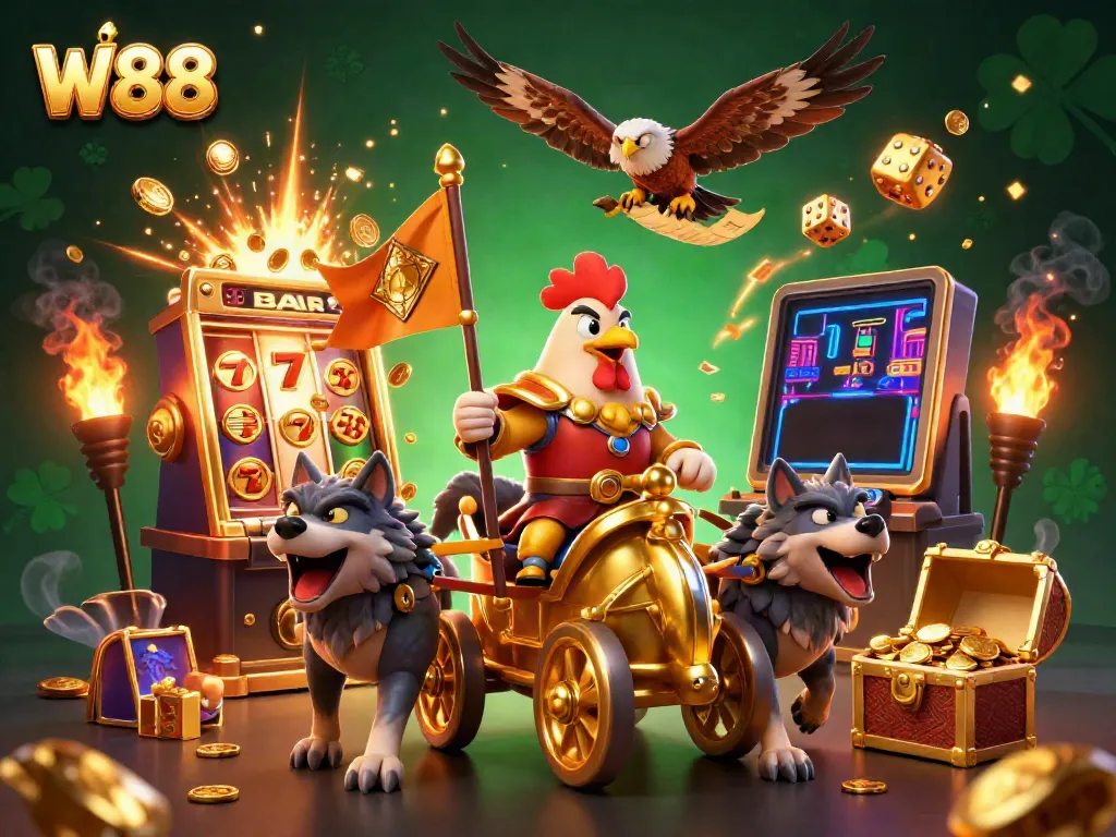Win big at W88 with a captivating 3D casino adventure featuring dynamic characters and casino elements.