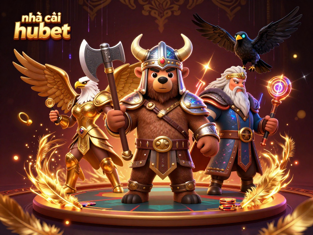 Experience thrilling action at nhà cái hubet with colorful characters and dynamic betting tokens in a vibrant casino atmosphere.