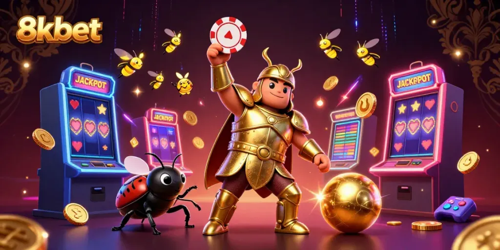 Engage with 8xbet's vibrant jackpot scene featuring the victorious hercules beetle in action.
