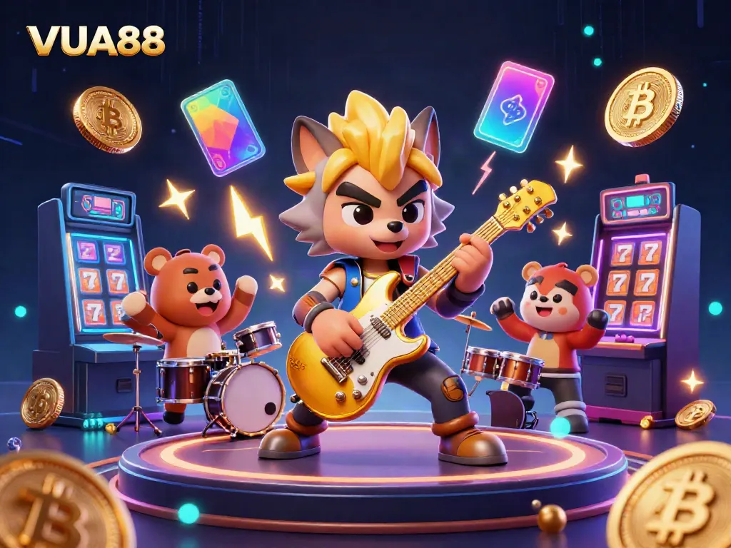 Experience winning excitement at VUA88 with ultra-detailed 3D casino illustration featuring vibrant characters and gaming elements.