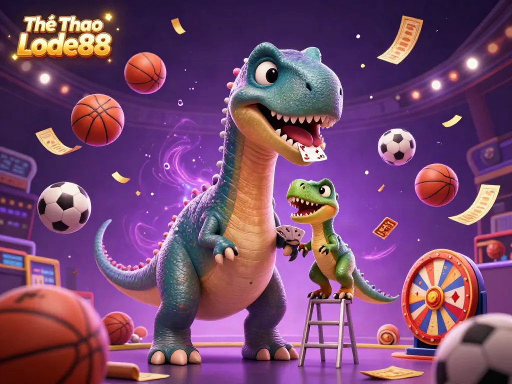 Thể Thao Lode88 showcases dynamic sports betting with lively characters and vibrant betting elements.