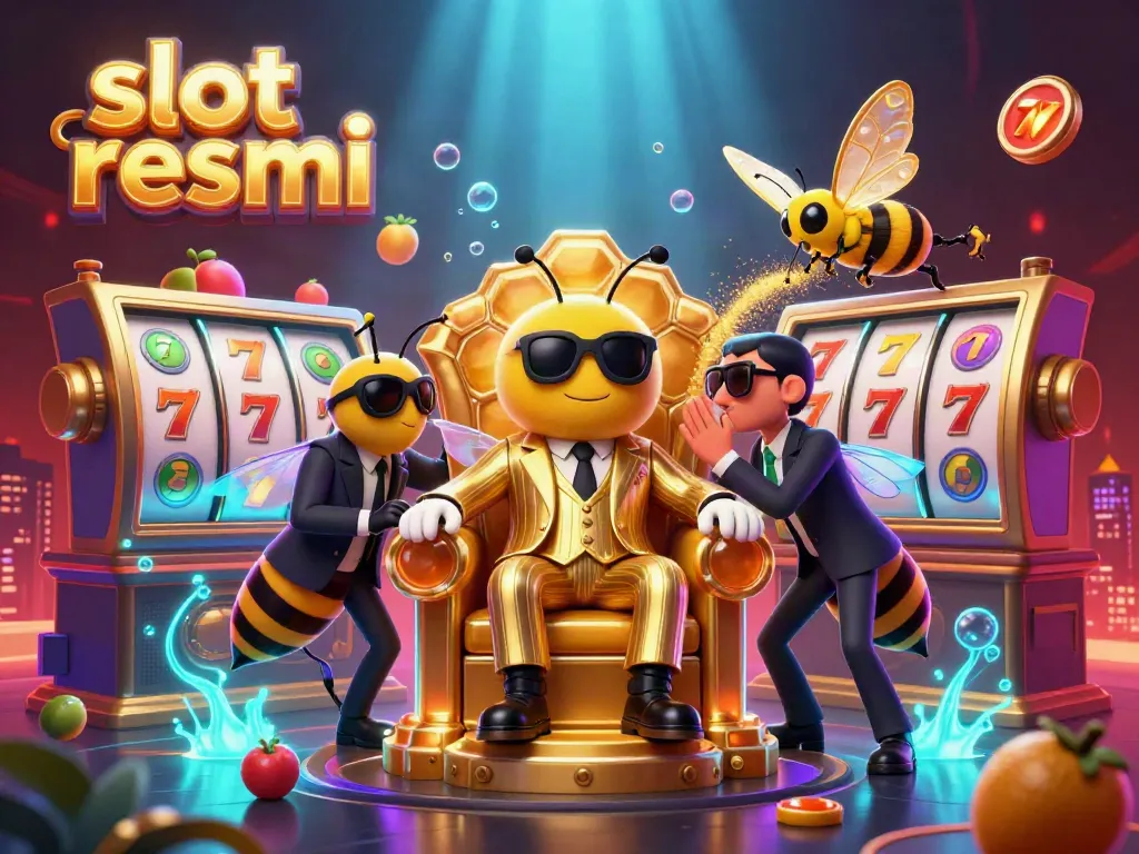 Experience slot resmi excitement with vibrant slot reels and a mob boss in a dynamic casino scene.