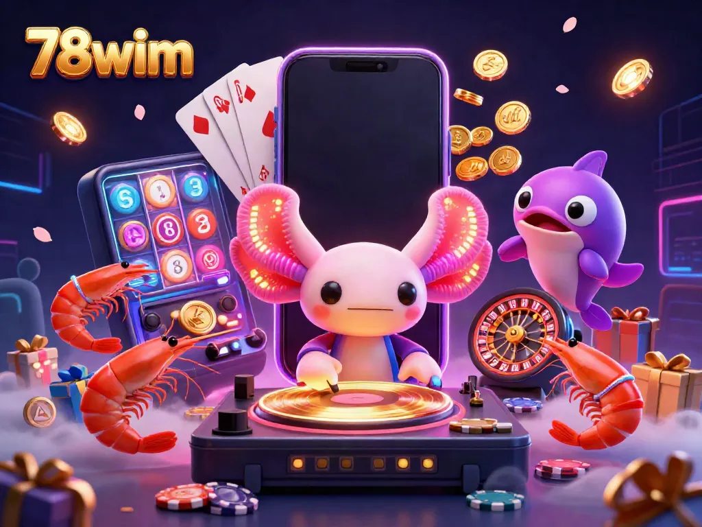 Engage with 78wim's colorful casino scene featuring vibrant characters and dynamic gaming elements.