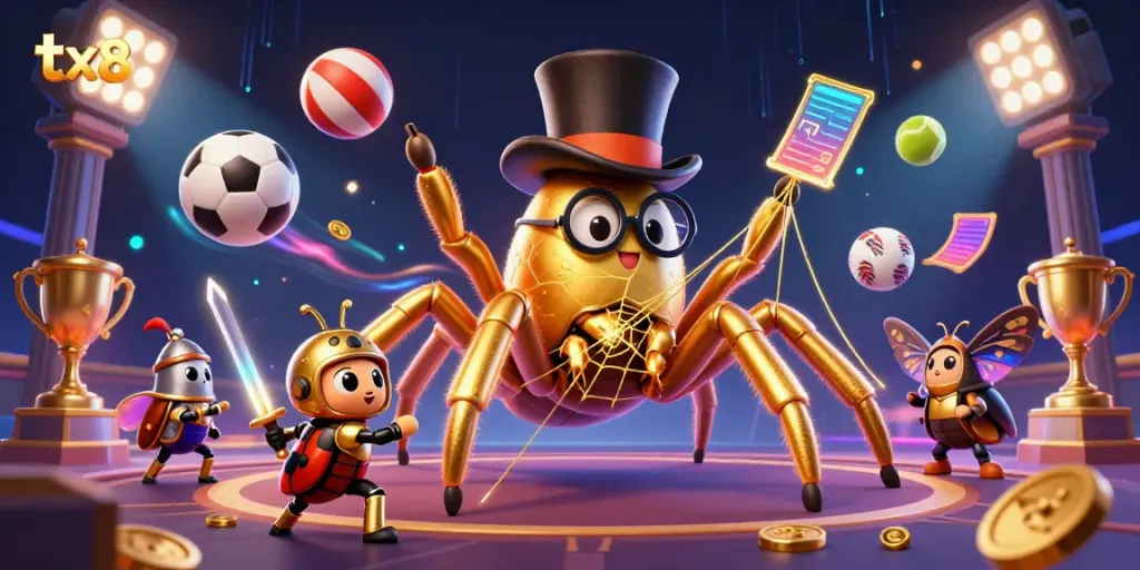 Experience excitement at tx88 with dynamic sports elements and engaging characters in a vibrant casino scene.