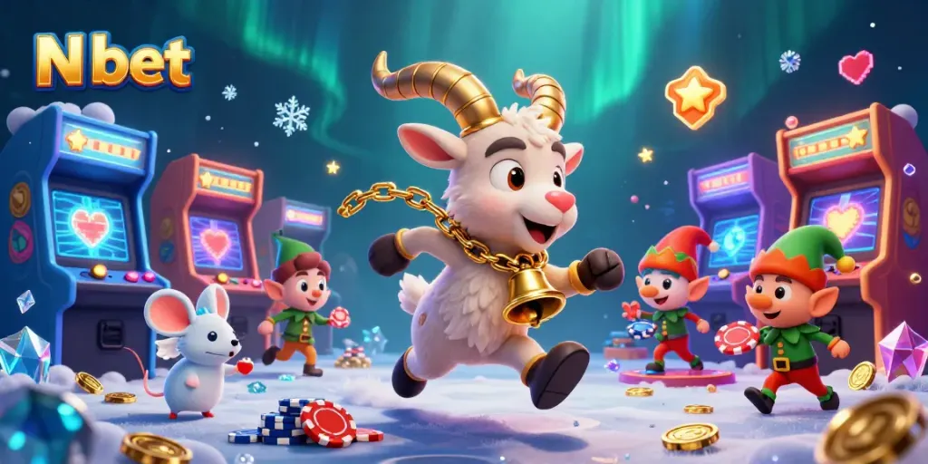 Win big with N bet in a vibrant 3D animated casino scene featuring playful characters.