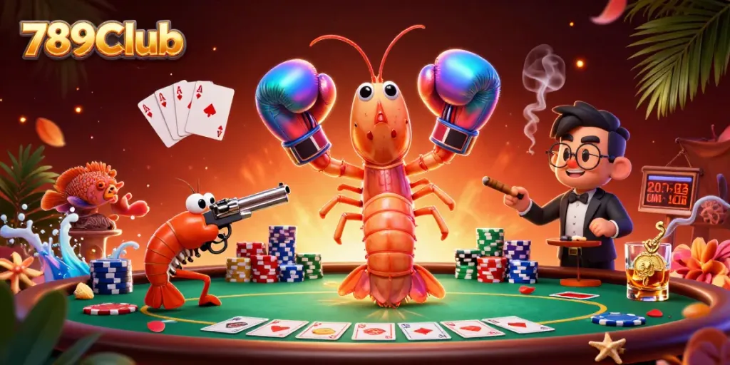 Explore dynamic gaming action at 789Club with animated characters and vibrant casino elements