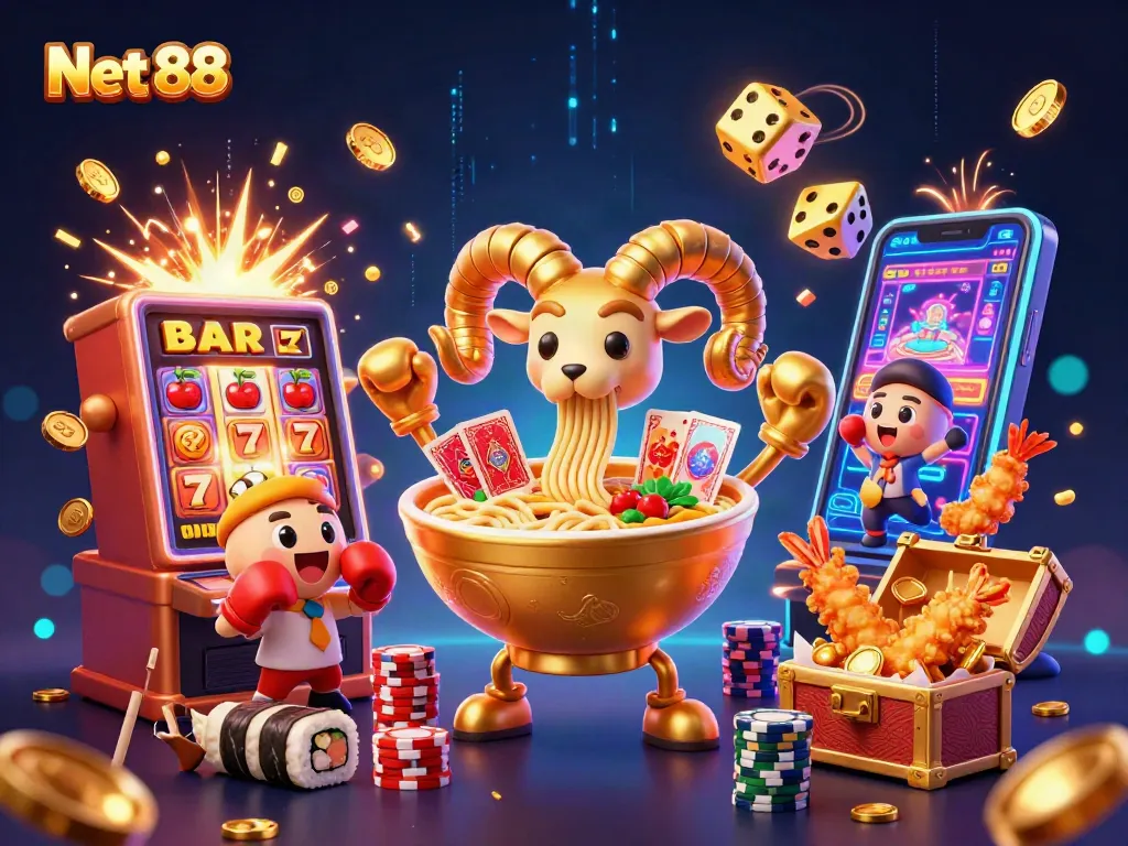 Engage with exciting gameplay at Net 88 with vibrant casino characters and action-filled scenes.