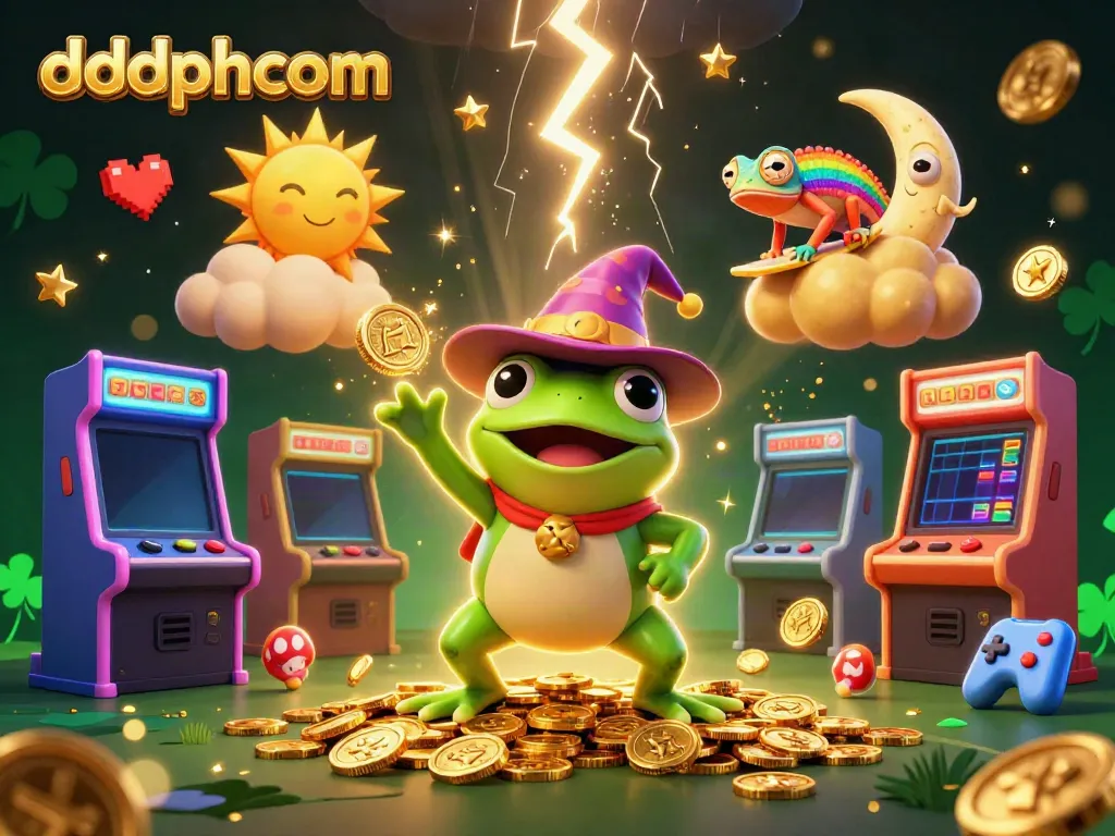 Experience the thrill of dddphcom with a vibrant 3D casino scene filled with animated characters and games.