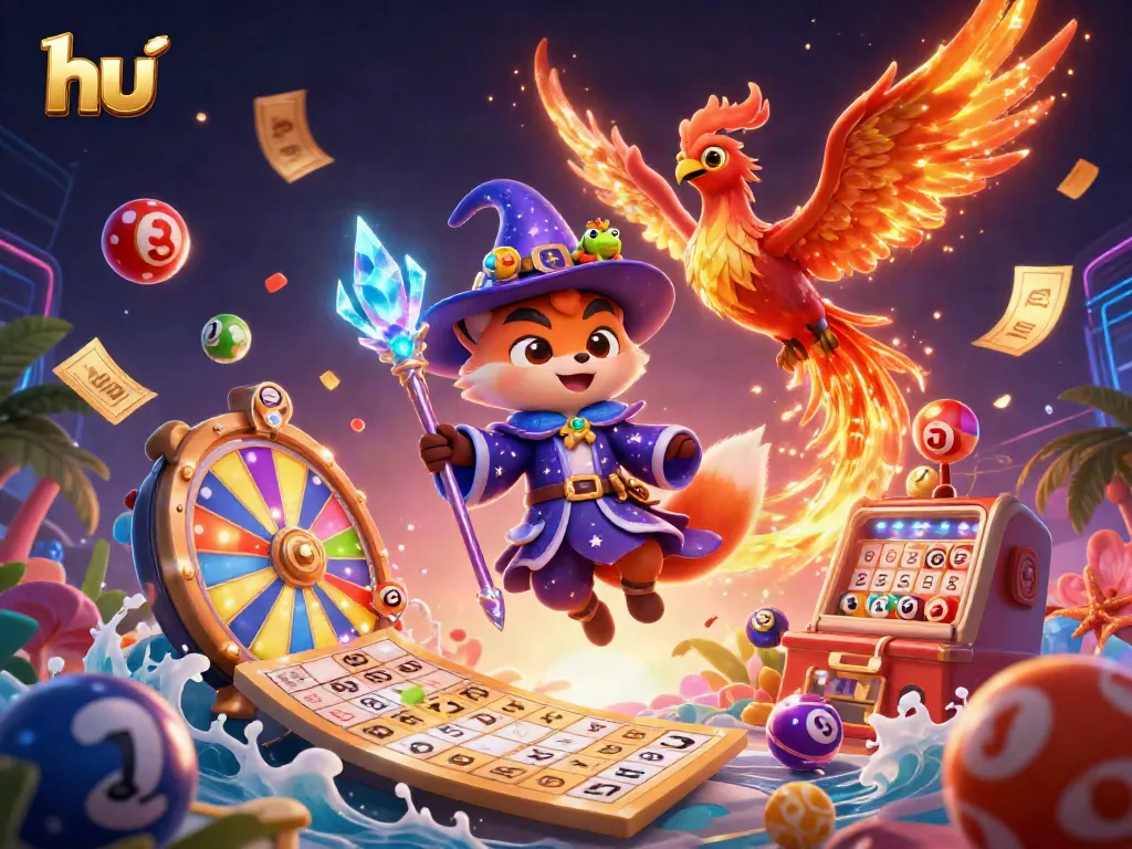 Experience the thrill of gaming at hu, with vibrant lottery elements and enchanting characters.