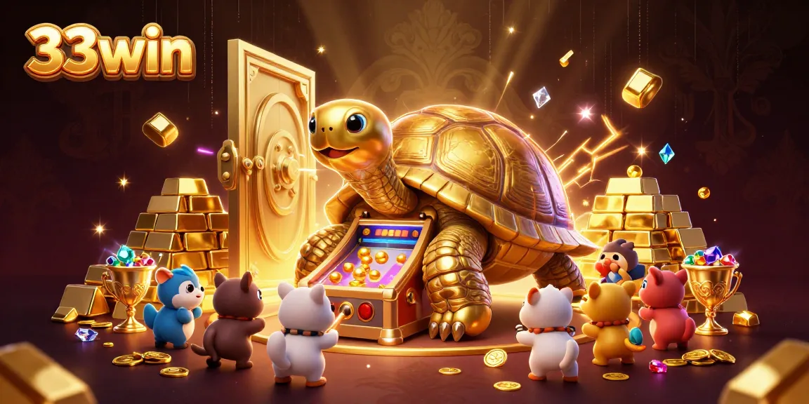 Experience thrilling play with 33win at a vibrant casino-inspired scene packed with excitement and gold.